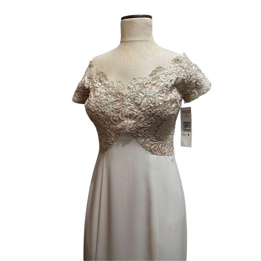 Vtg Jeffrey & Dara Evenings Tom Barra Ivory Gold Off Shoulder Formal Dress New 6